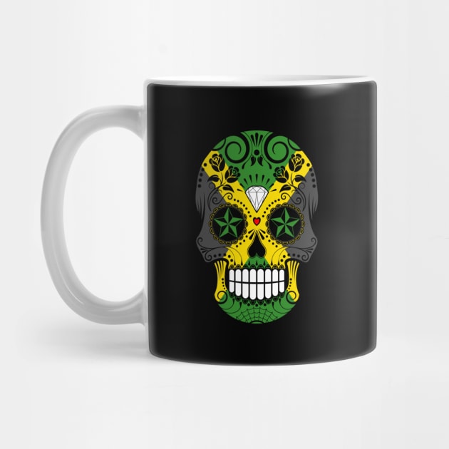 Jamaican Flag Sugar Skull with Roses by jeffbartels